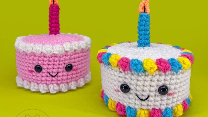 シェリー クロッシェ ピーチピンク ケーキプレート 丸型 Crochet birthday-cake-cutie-crochet-