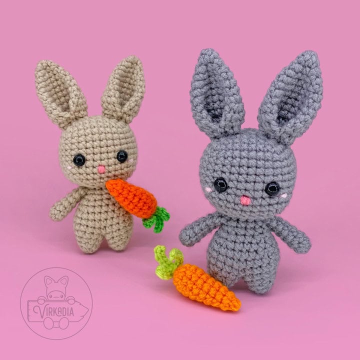 free crochet bunny rabbit amigurumi plushies for DIY Easter decorations, spring crafts, animal decor, and homemade holiday gifts