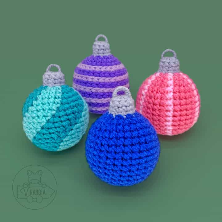 crochet Christmas bauble ornament amigurumi plushies set for Christmas decorations, DIY winter decor, and handmade holiday gifts