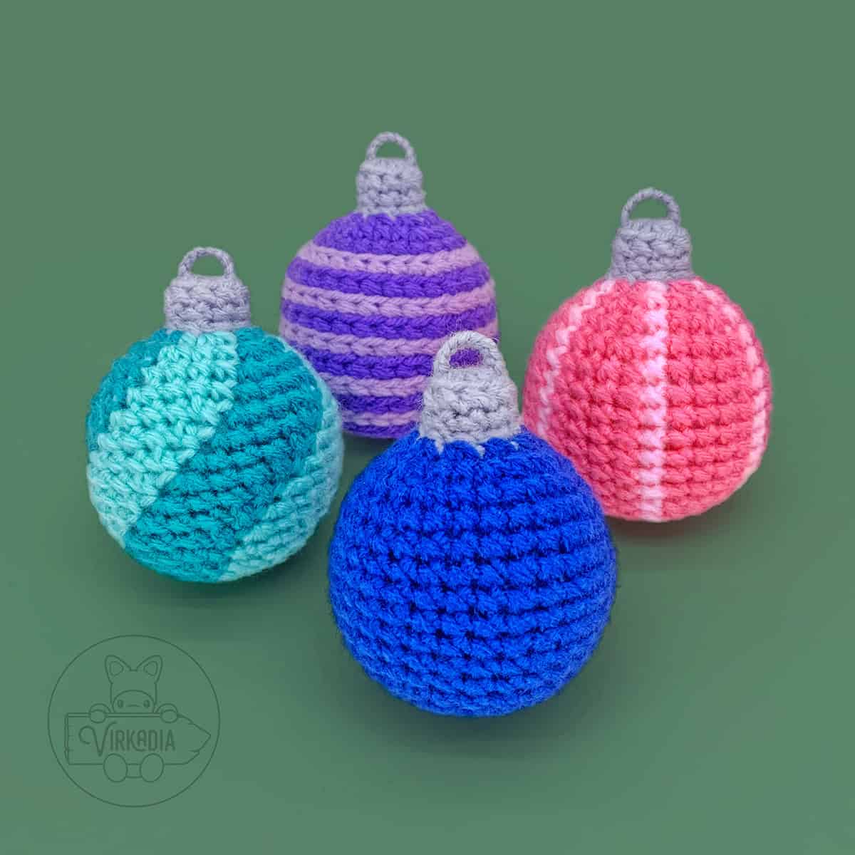 crochet Christmas bauble ornament amigurumi plushies set for Christmas decorations, DIY winter decor, and handmade holiday gifts