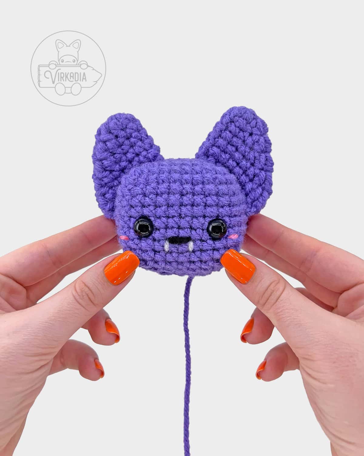 free crochet bat amigurumi pattern tutorial of how the finished head should look