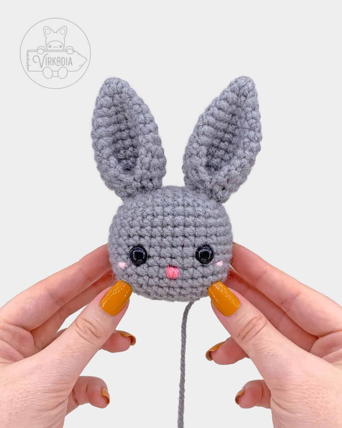 free crochet bunny amigurumi pattern tutorial of how the finished head should look