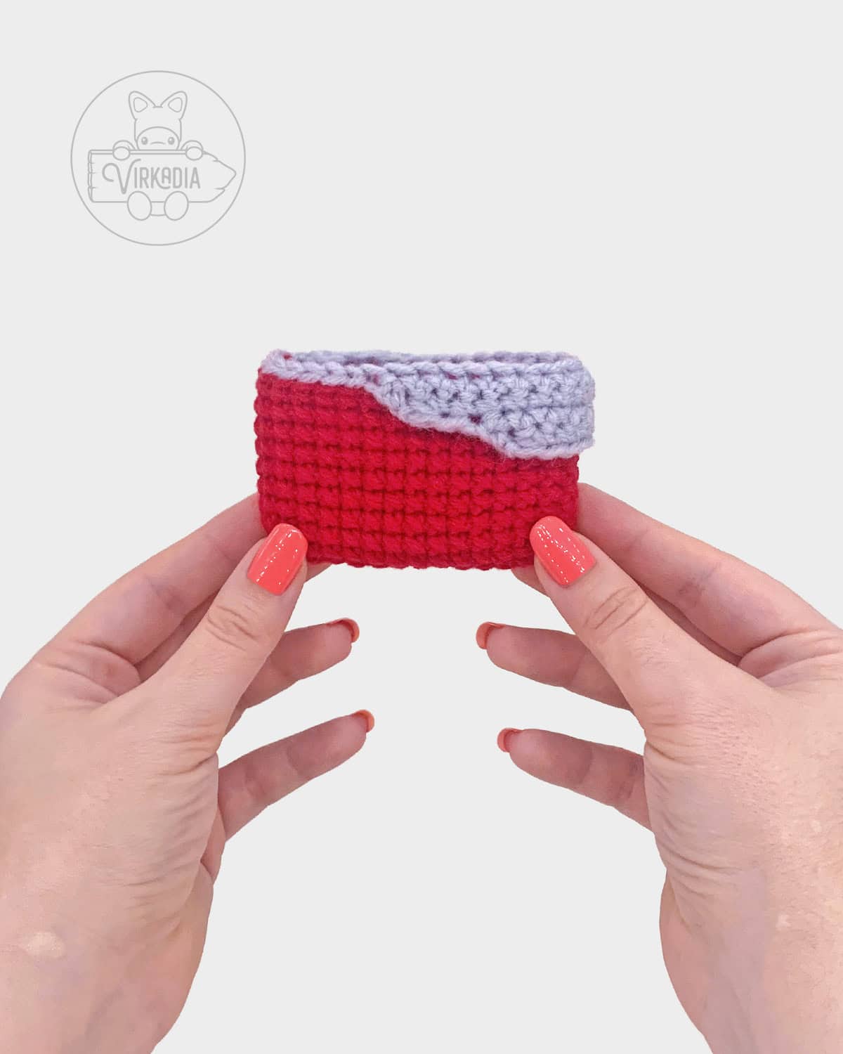 free crochet chocolate bar amigurumi pattern tutorial of how the wrapper should look before the face