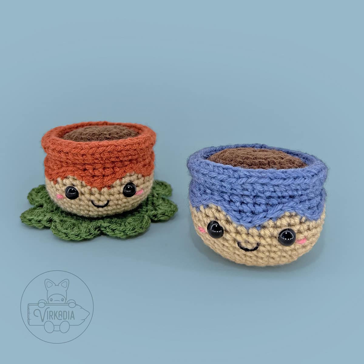 drip glaze pot amigurumi plushies for floral decorations, DIY gifts, spring crafts, and plant decor