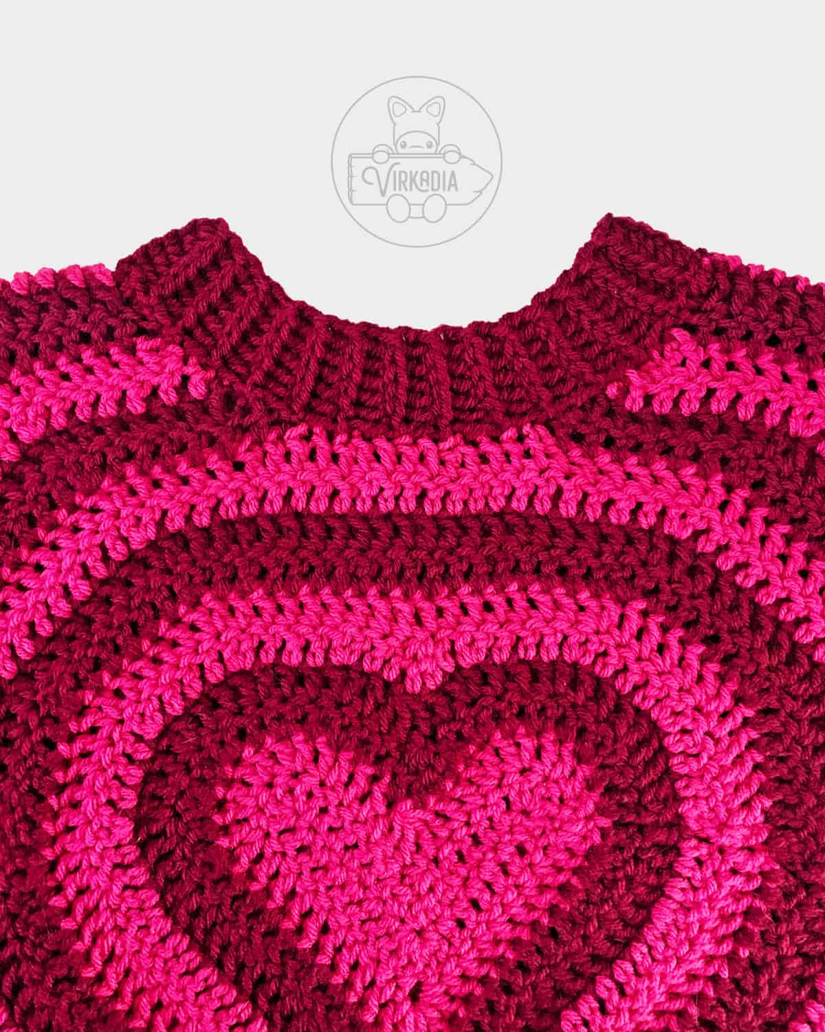 free crochet heart sweater tutorial of how to do the neck ribbing