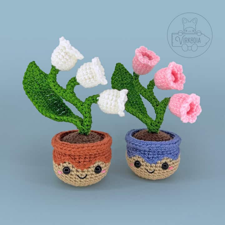 free crochet lily of the valley amigurumi plushies for floral decorations, DIY gifts, spring crafts, and plant decor