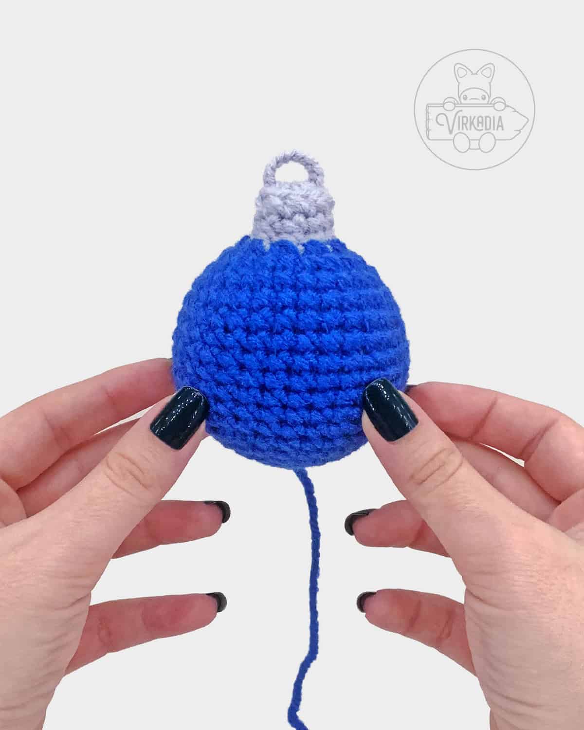 free crochet bauble ornament amigurumi pattern tutorial of what the solid ornament looks like