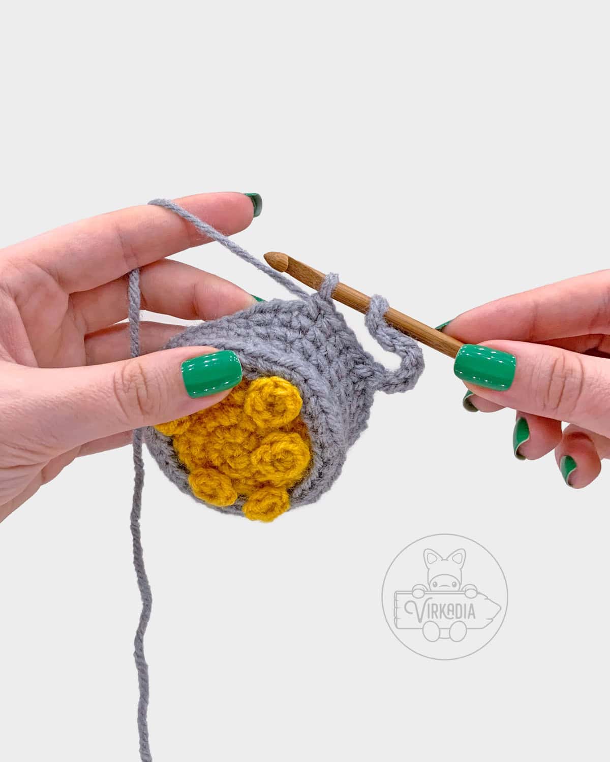 free crochet pot of gold amigurumi pattern tutorial of how to attach the handle