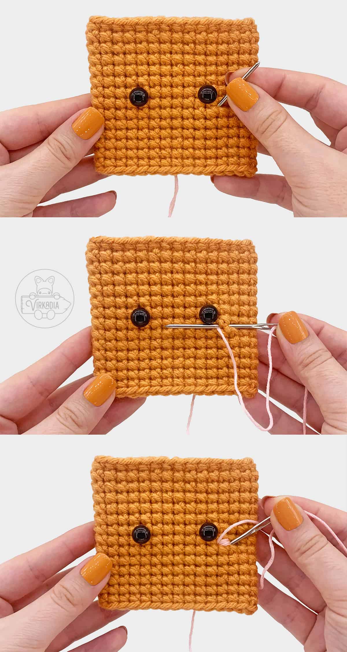 how to embroider blush onto amigurumi tutorial