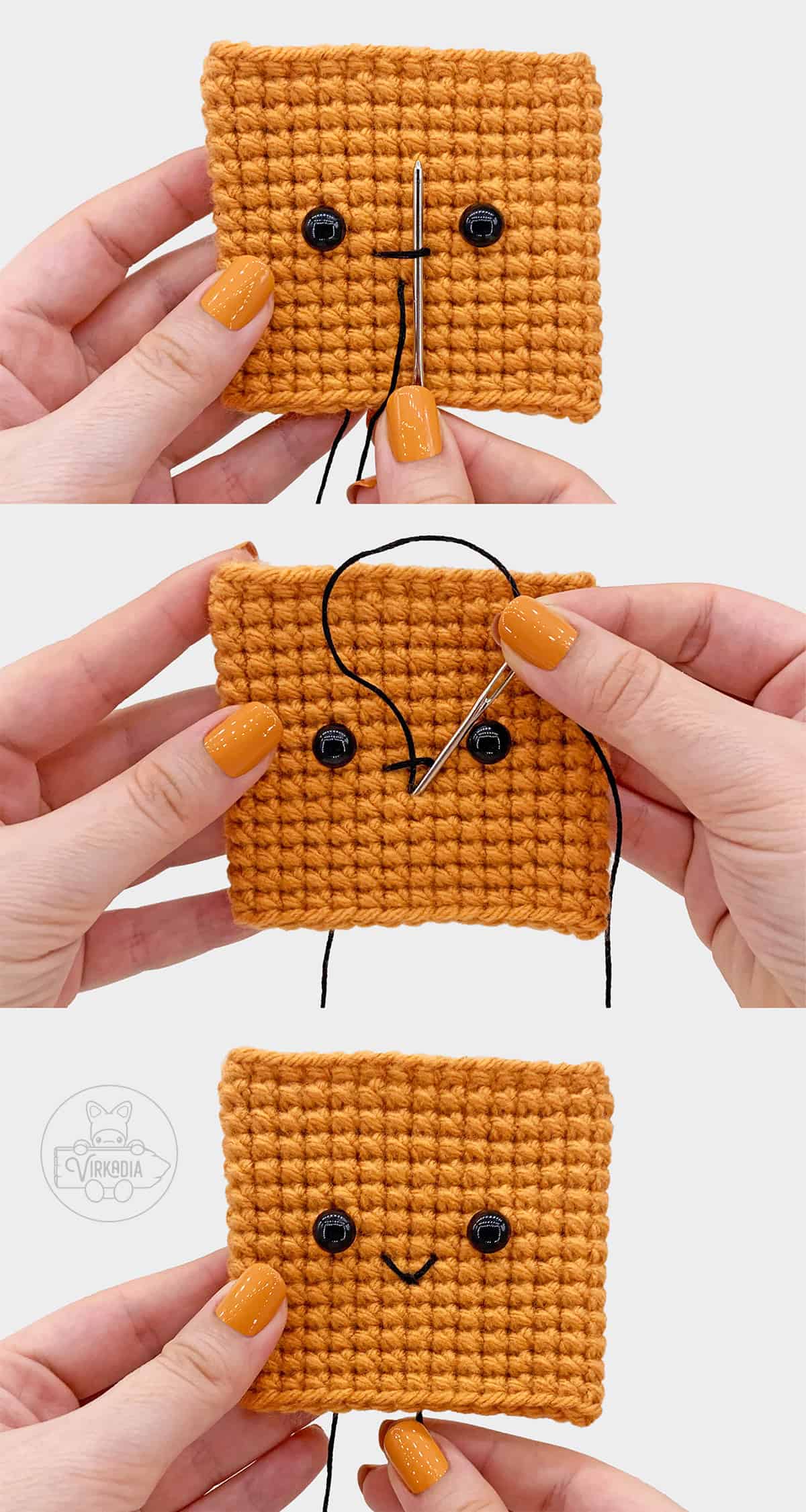 how to embroider a mouth onto amigurumi tutorial part two