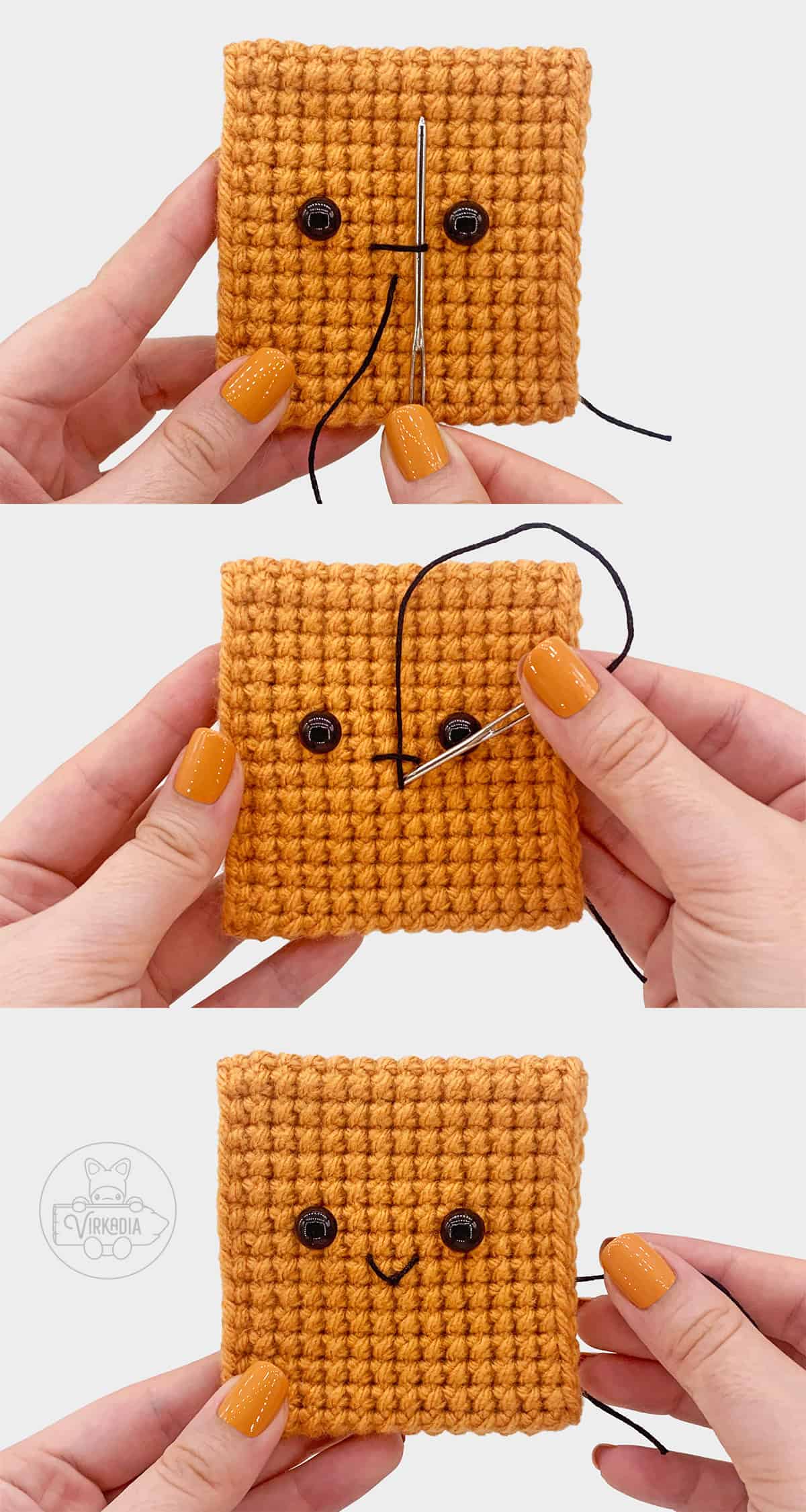 how to embroider a mouth onto amigurumi tutorial part two
