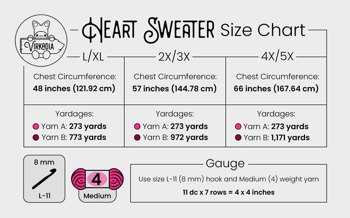 heart sweater size chart for Valentine's Day, romantic gifts, and holiday clothing