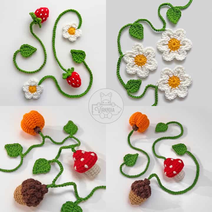 free crochet bookmark and garland sets with leaf motifs for DIY gifts and seasonal decor