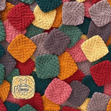 free crochet pattern for virkadia granny squares in autumnal colors for patchwork cardigans and sweaters, and crochet motif bags