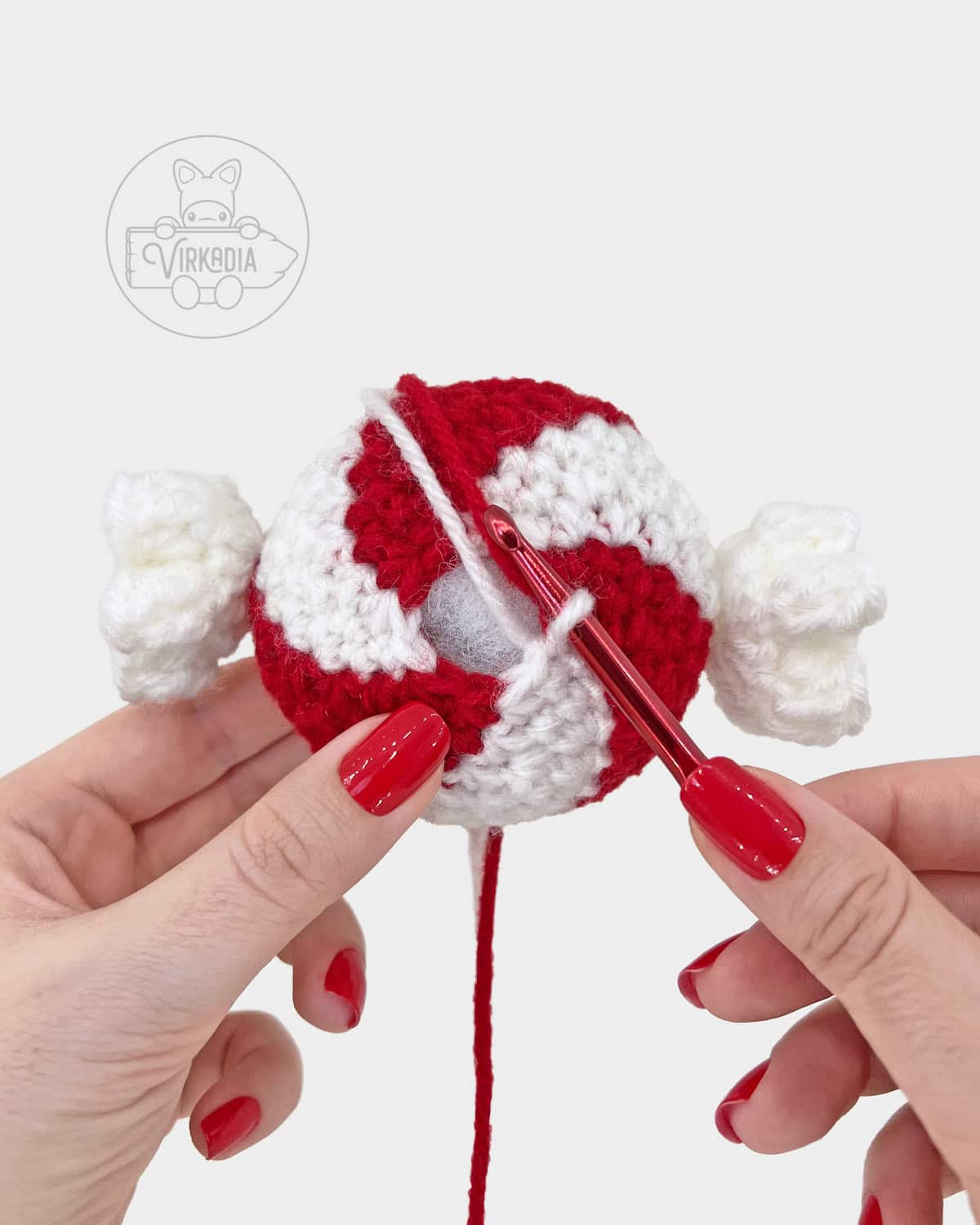 free crochet peppermint candy amigurumi pattern tutorial of how round 15 should look