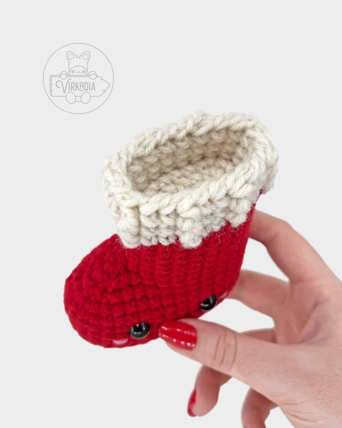free crochet stocking amigurumi pattern tutorial of how the closed top should look
