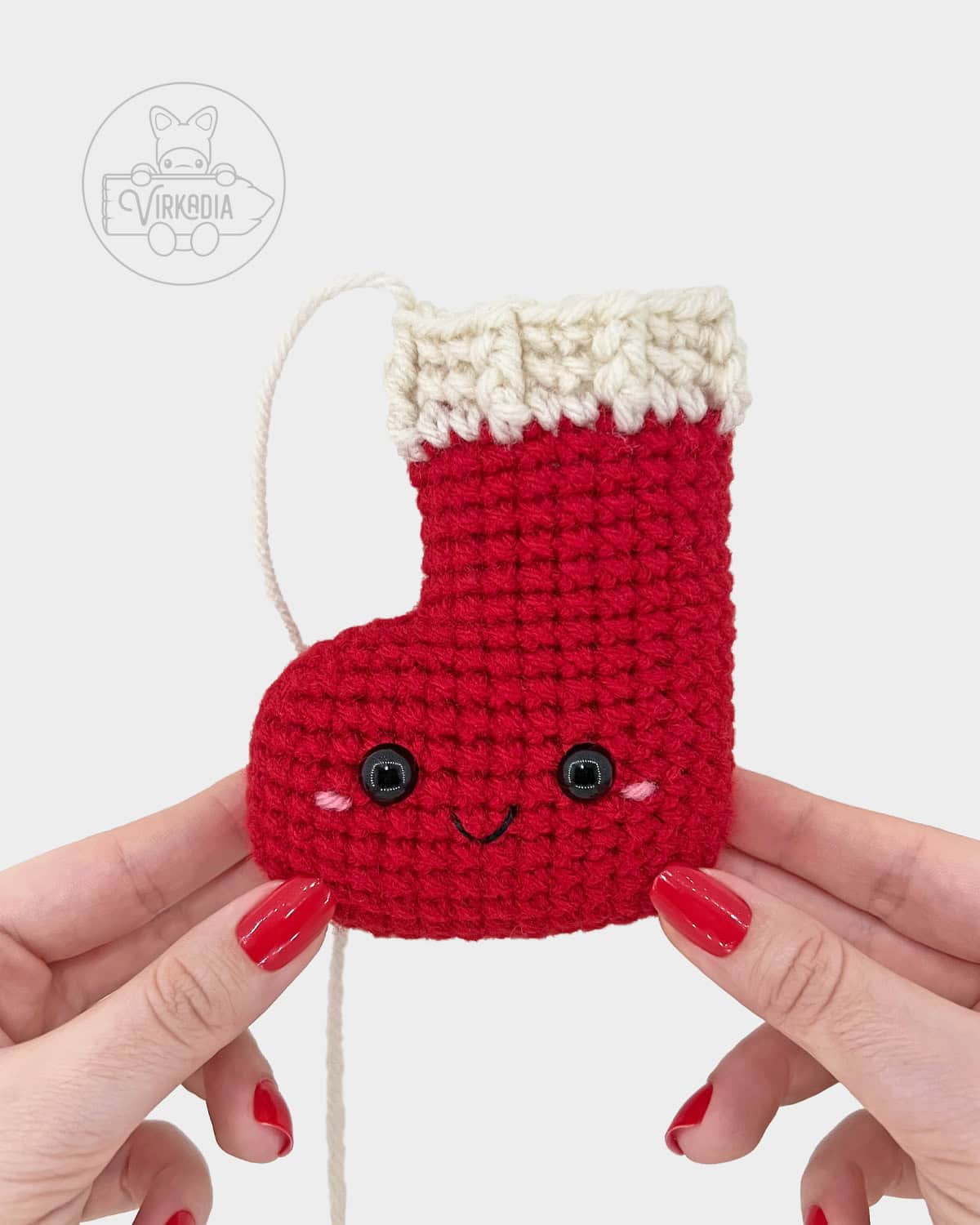 free crochet stocking amigurumi pattern tutorial of how the finished stocking should look