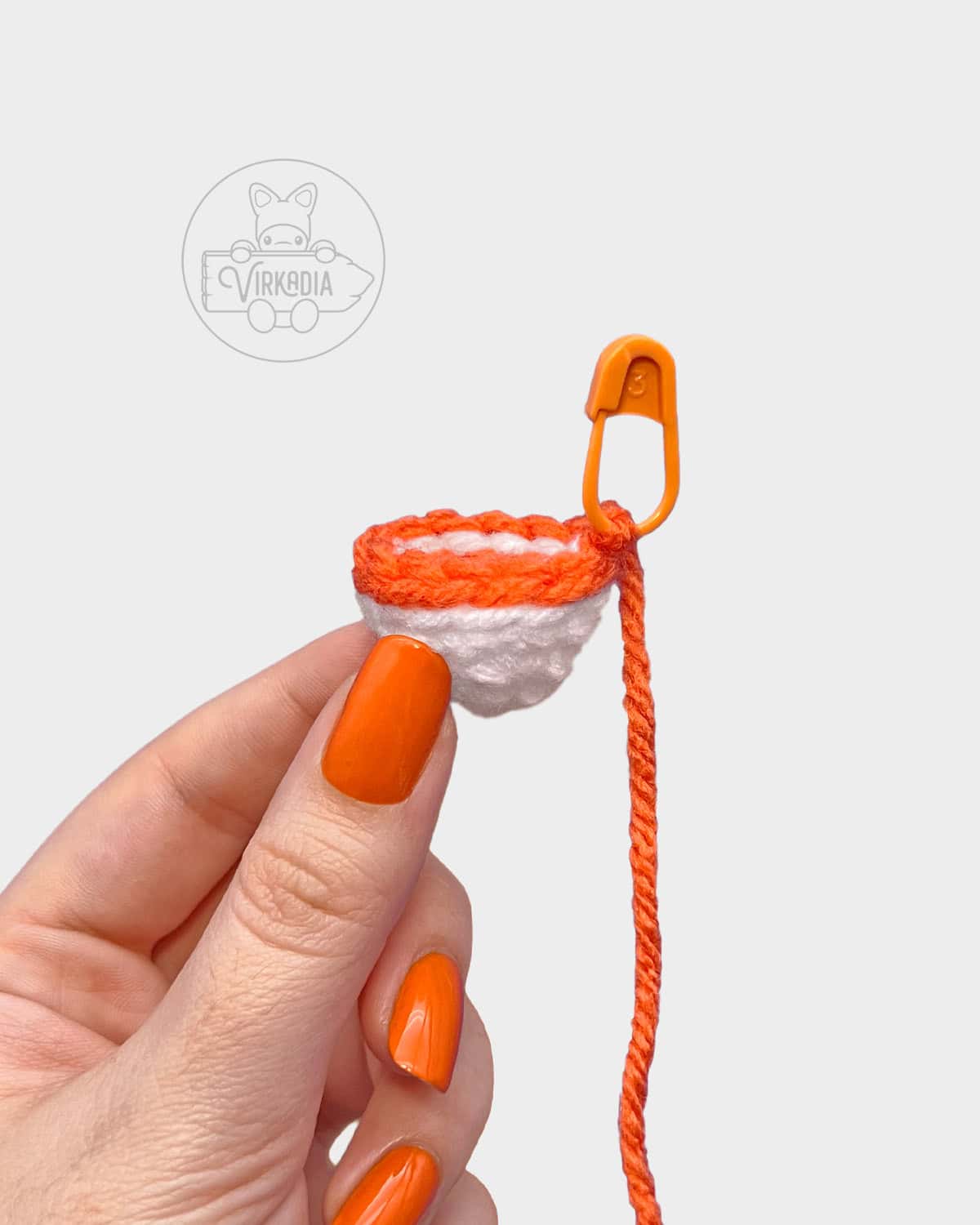 free crochet candy corn keychain tutorial of how to change yarn colors to orange