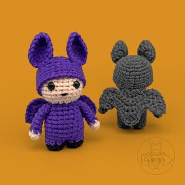 free Little Bat Guy crochet pattern for DIY doll making, animal amigurumi crafts, and Halloween decor