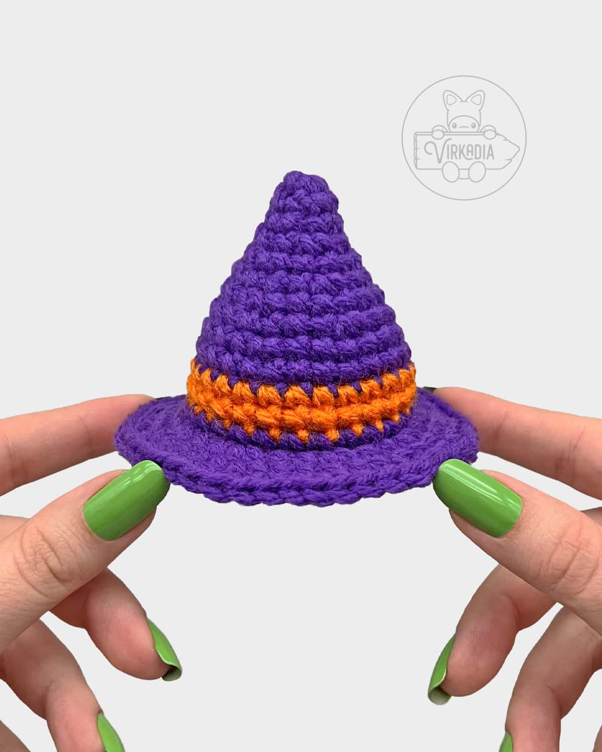 free Little Witch Guy crochet doll tutorial of how the finished witch hat should look before adding the buckle
