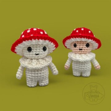 free Little Mushroom Guy crochet pattern for DIY doll making, autumn amigurumi, cottagecore crafts, and fall decor
